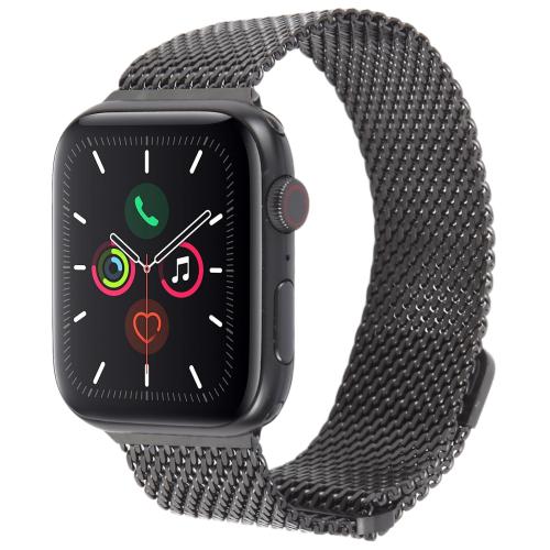 

For Apple Watch 46mm / 49mm / 45mm / 44mm Double-section Magnetic Milanese Titanium Watch Band(Black)
