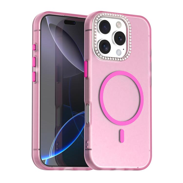 

For iPhone 16 Pro Candy Diamond Magsafe Frosted PC Hybrid TPU Phone Case(Red)