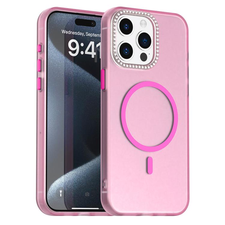 

For iPhone 15 Pro Max Candy Diamond Magsafe Frosted PC Hybrid TPU Phone Case(Red)