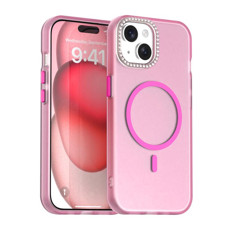 

For iPhone 15 Candy Diamond Magsafe Frosted PC Hybrid TPU Phone Case(Red)