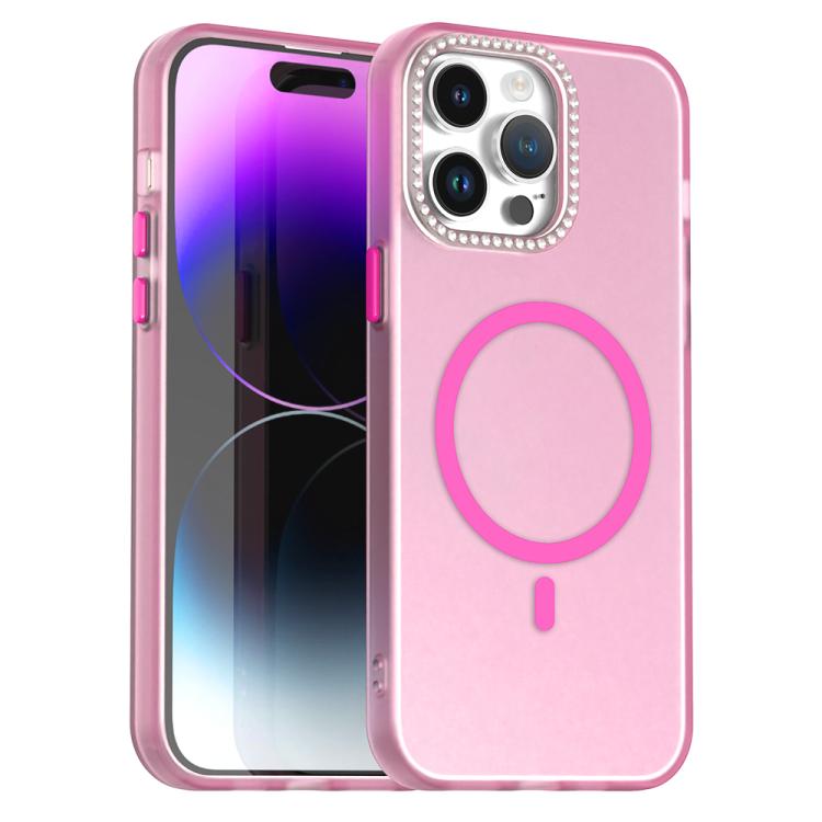 

For iPhone 14 Pro Max Candy Diamond Magsafe Frosted PC Hybrid TPU Phone Case(Red)