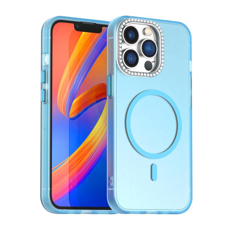

For iPhone 13 Pro Candy Diamond Magsafe Frosted PC Hybrid TPU Phone Case(Blue)