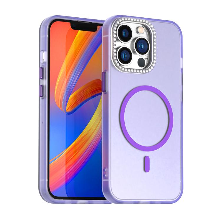 

For iPhone 13 Pro Candy Diamond Magsafe Frosted PC Hybrid TPU Phone Case(Purple)