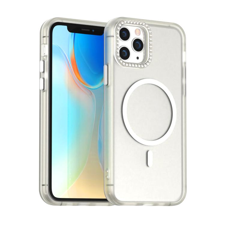 

For iPhone 11 Pro Max Candy Diamond Magsafe Frosted PC Hybrid TPU Phone Case(White)