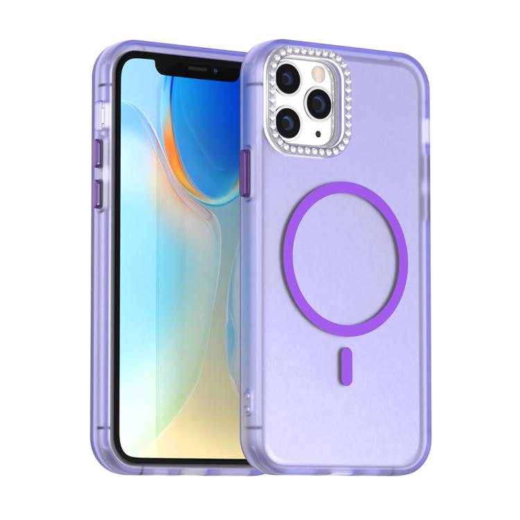 

For iPhone 11 Pro Max Candy Diamond Magsafe Frosted PC Hybrid TPU Phone Case(Purple)