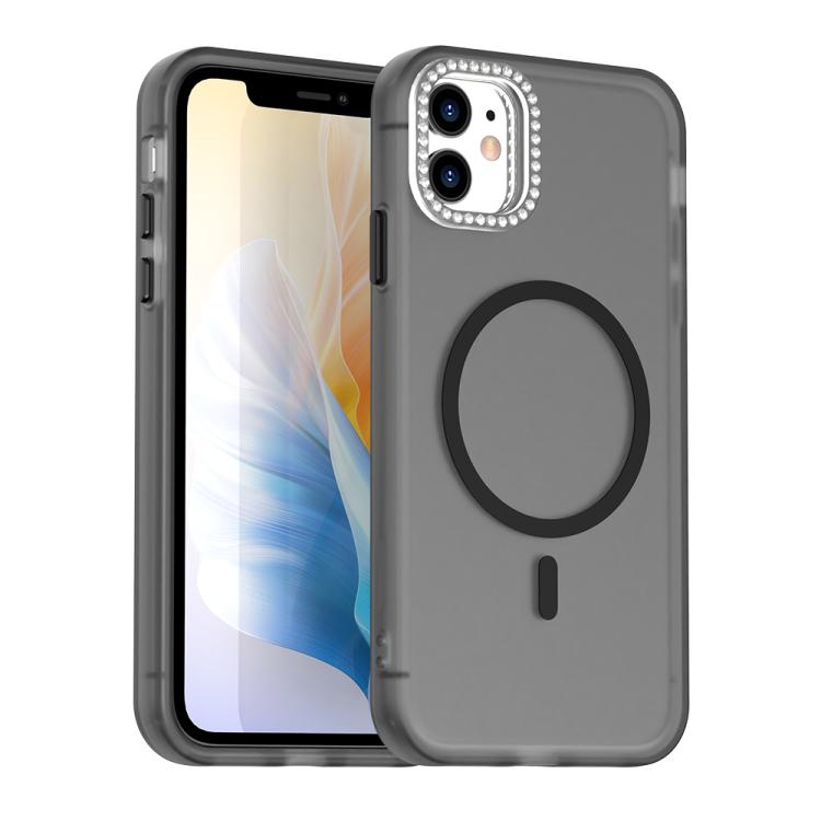 

For iPhone 11 Candy Diamond Magsafe Frosted PC Hybrid TPU Phone Case(Black)