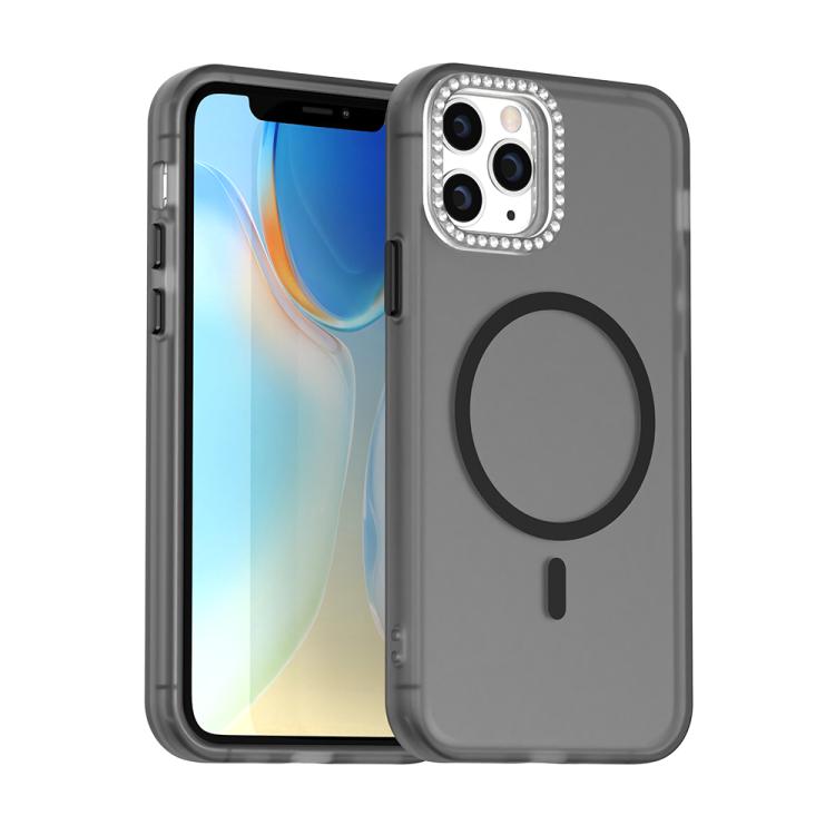 

For iPhone 11 Pro Candy Diamond Magsafe Frosted PC Hybrid TPU Phone Case(Black)