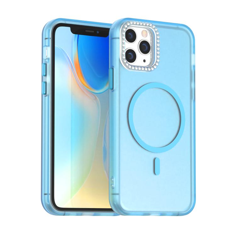 

For iPhone 11 Pro Candy Diamond Magsafe Frosted PC Hybrid TPU Phone Case(Blue)