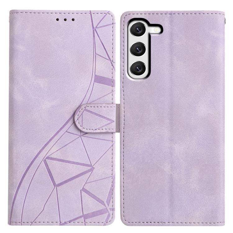 

For Samsung Galaxy S23 5G Triangles Embossed Leather Phone Case(Purple)