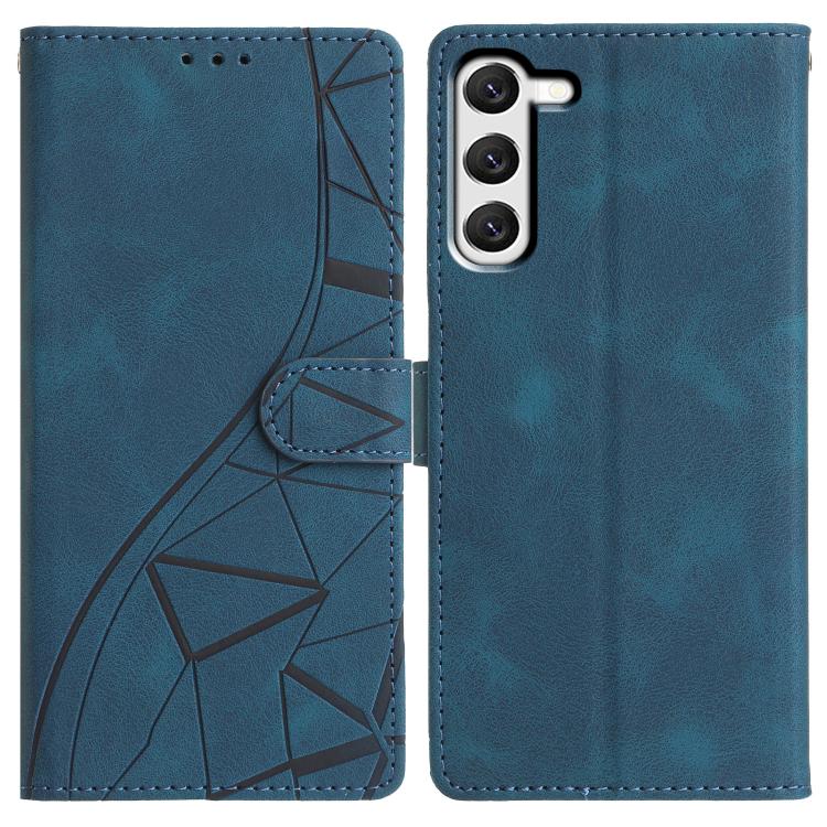 

For Samsung Galaxy S23 5G Triangles Embossed Leather Phone Case(Blue)