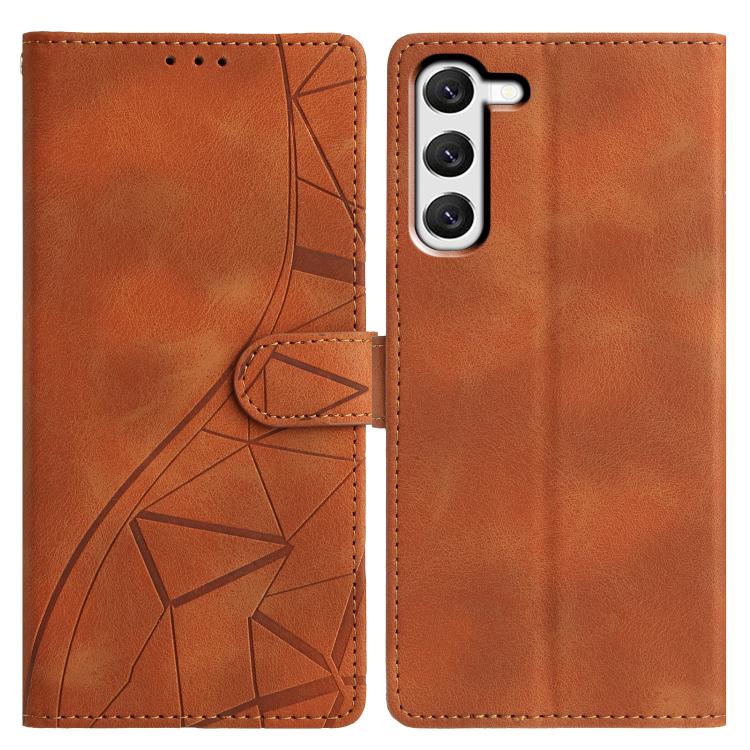 

For Samsung Galaxy S23 5G Triangles Embossed Leather Phone Case(Brown)