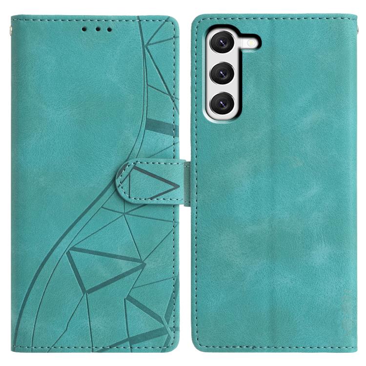 

For Samsung Galaxy S23 5G Triangles Embossed Leather Phone Case(Green)