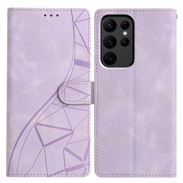 

For Samsung Galaxy S23 Ultra 5G Triangles Embossed Leather Phone Case(Purple)