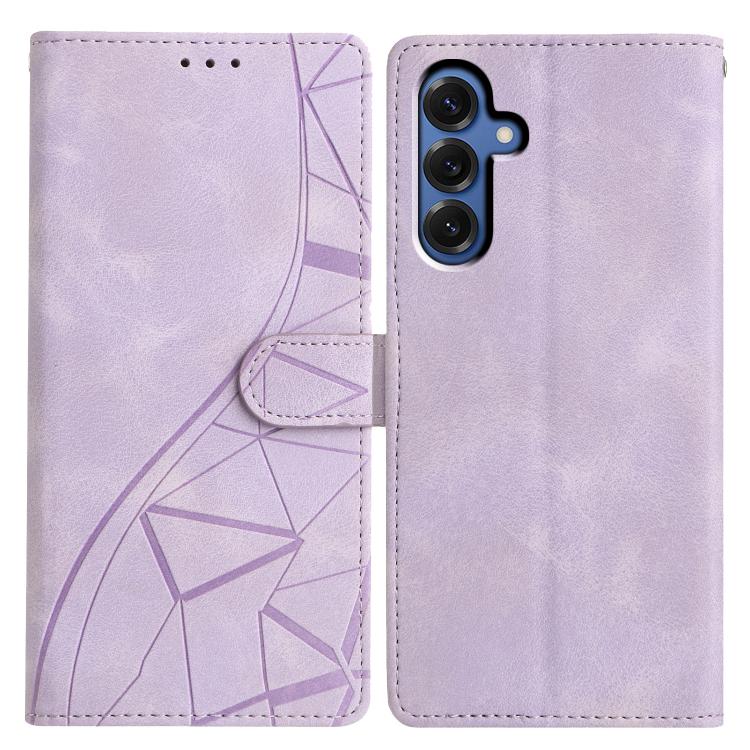 

For Samsung Galaxy S25 5G Triangles Embossed Leather Phone Case(Purple)