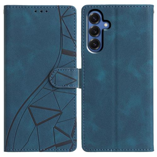 

For Samsung Galaxy S25+ 5G Triangles Embossed Leather Phone Case(Blue)