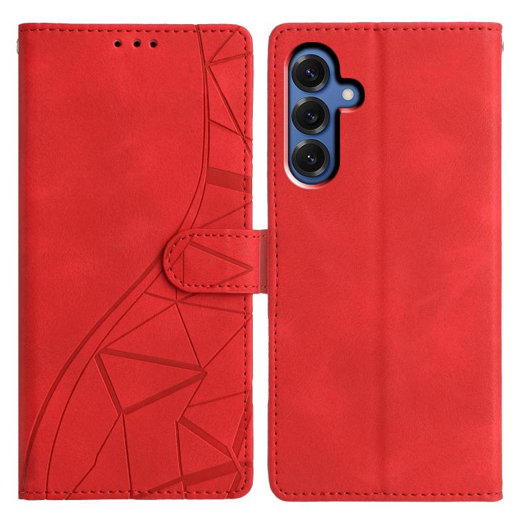 

For Samsung Galaxy S25+ 5G Triangles Embossed Leather Phone Case(Red)