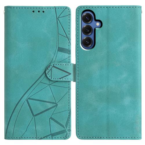 

For Samsung Galaxy S25+ 5G Triangles Embossed Leather Phone Case(Green)