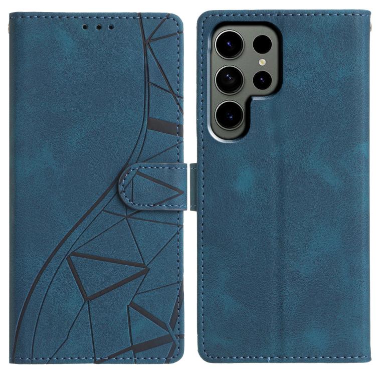 

For Samsung Galaxy S25 Ultra 5G Triangles Embossed Leather Phone Case(Blue)