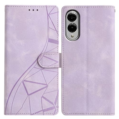 

For Samsung Galaxy S25 Edge 5G Triangles Embossed Leather Phone Case(Purple)