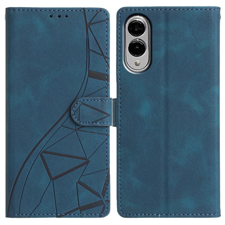 

For Samsung Galaxy S25 Edge 5G Triangles Embossed Leather Phone Case(Blue)