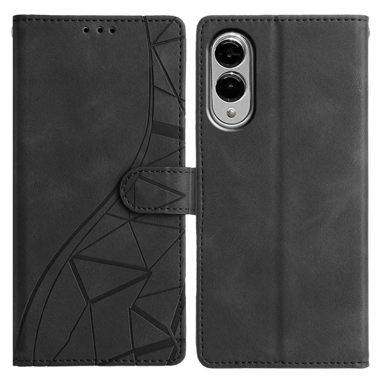 

For Samsung Galaxy S25 Edge 5G Triangles Embossed Leather Phone Case(Black)