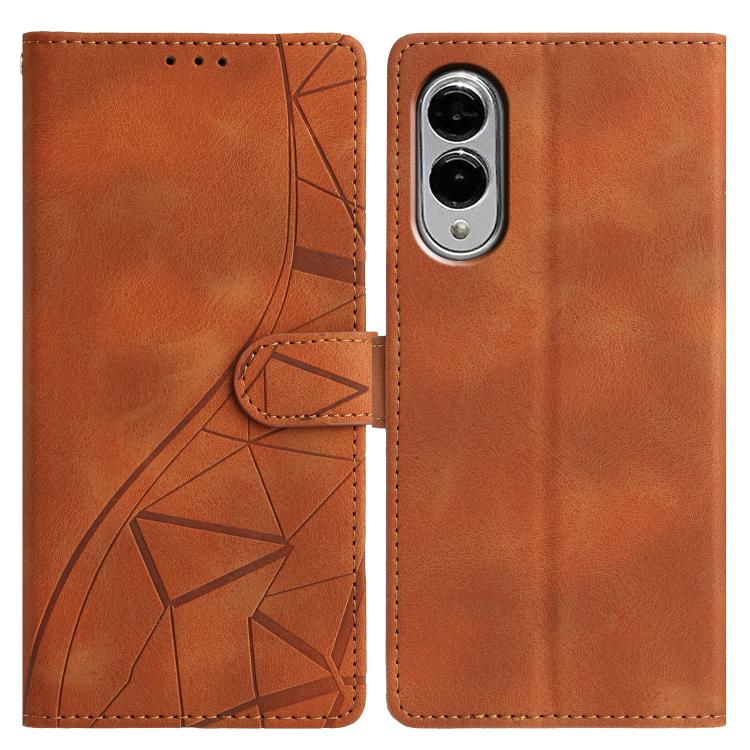 

For Samsung Galaxy S25 Edge 5G Triangles Embossed Leather Phone Case(Brown)