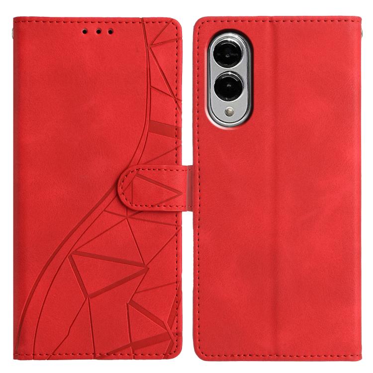 

For Samsung Galaxy S25 Edge 5G Triangles Embossed Leather Phone Case(Red)