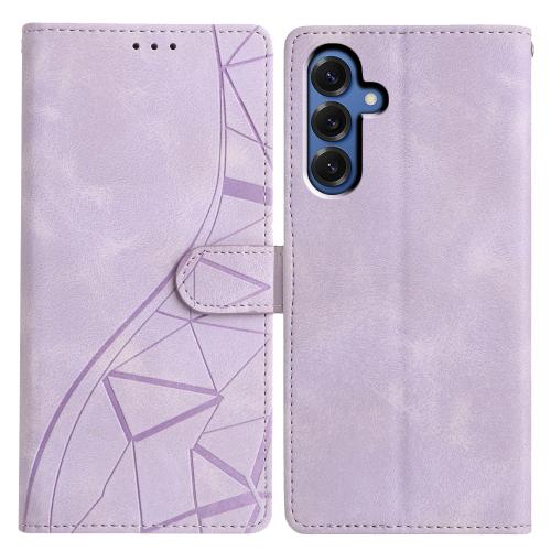 

For Samsung Galaxy S24+ 5G Triangles Embossed Leather Phone Case(Purple)