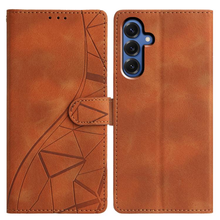 

For Samsung Galaxy S24+ 5G Triangles Embossed Leather Phone Case(Brown)