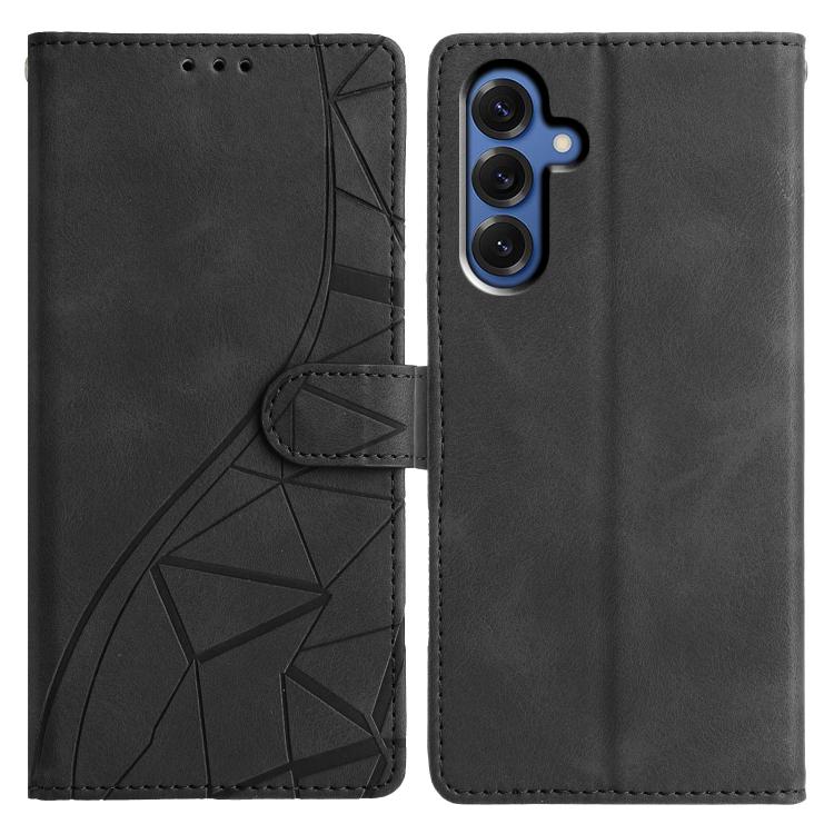 

For Samsung Galaxy S24 FE 5G Triangles Embossed Leather Phone Case(Black)