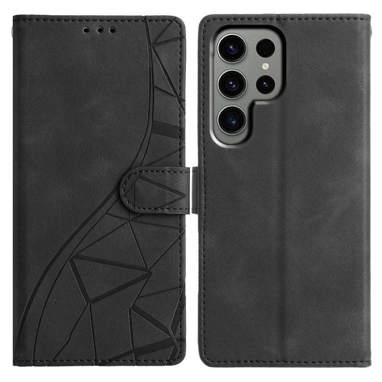 

For Samsung Galaxy S24 Ultra 5G Triangles Embossed Leather Phone Case(Black)