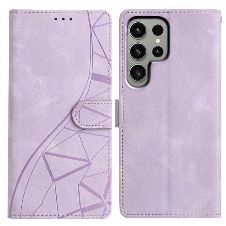 

For Samsung Galaxy S22 Ultra 5G Triangles Embossed Leather Phone Case(Purple)