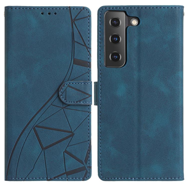 

For Samsung Galaxy S22+ 5G Triangles Embossed Leather Phone Case(Blue)