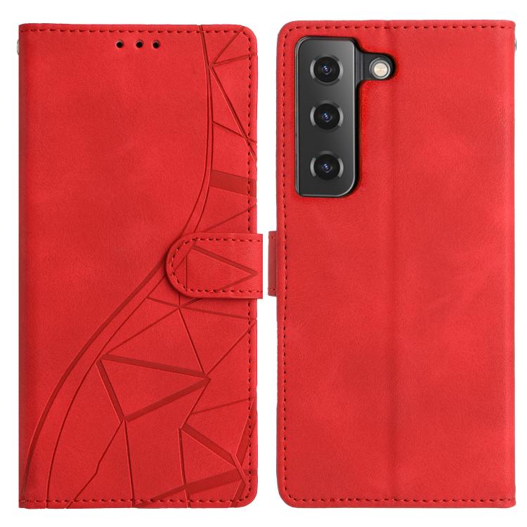 

For Samsung Galaxy S22+ 5G Triangles Embossed Leather Phone Case(Red)