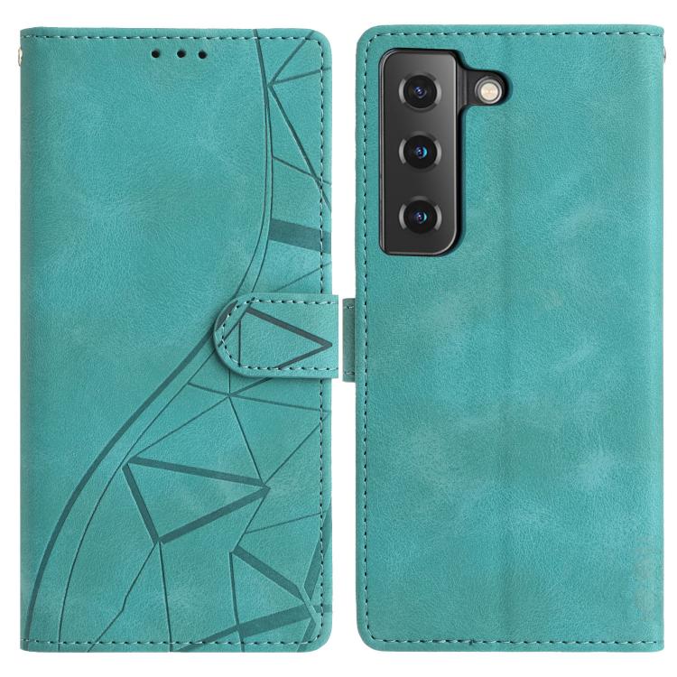 

For Samsung Galaxy S22 5G Triangles Embossed Leather Phone Case(Green)