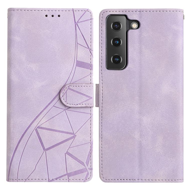 

For Samsung Galaxy S21 FE 5G Triangles Embossed Leather Phone Case(Purple)