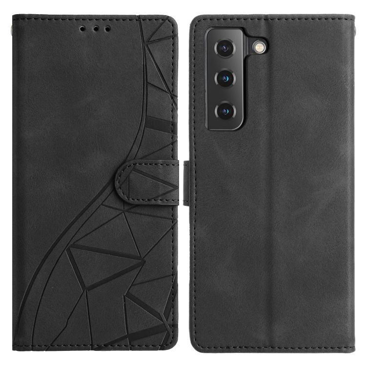 

For Samsung Galaxy S21 FE 5G Triangles Embossed Leather Phone Case(Black)