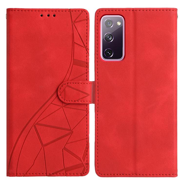 

For Samsung Galaxy S20 FE Triangles Embossed Leather Phone Case(Red)
