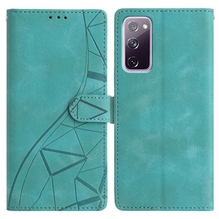 

For Samsung Galaxy S20 FE Triangles Embossed Leather Phone Case(Green)