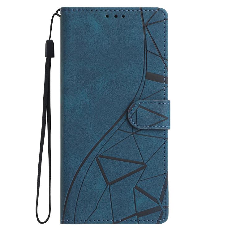 

For Samsung Galaxy S25 FE 5G Triangles Embossed Leather Phone Case(Blue)