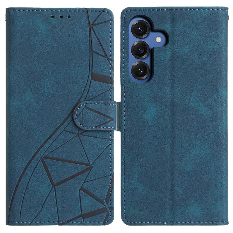 

For Samsung Galaxy S26 5G Triangles Embossed Leather Phone Case(Blue)