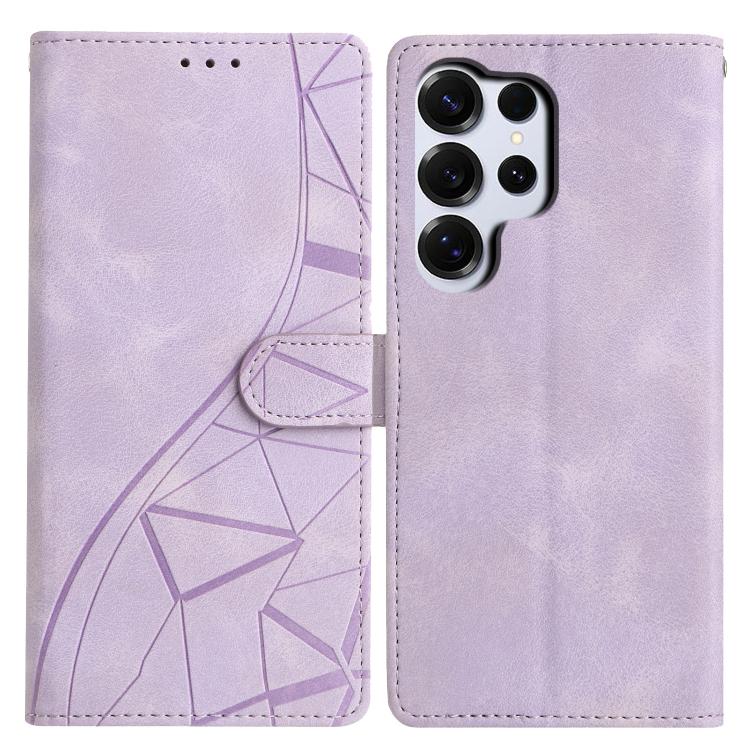 

For Samsung Galaxy S26 Ultra 5G Triangles Embossed Leather Phone Case(Purple)