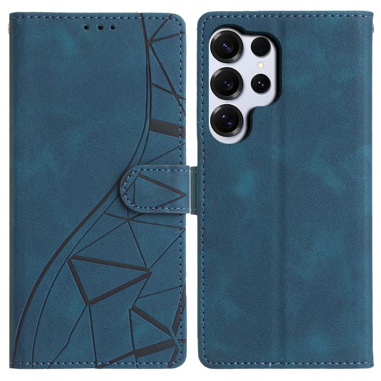 

For Samsung Galaxy S26 Ultra 5G Triangles Embossed Leather Phone Case(Blue)
