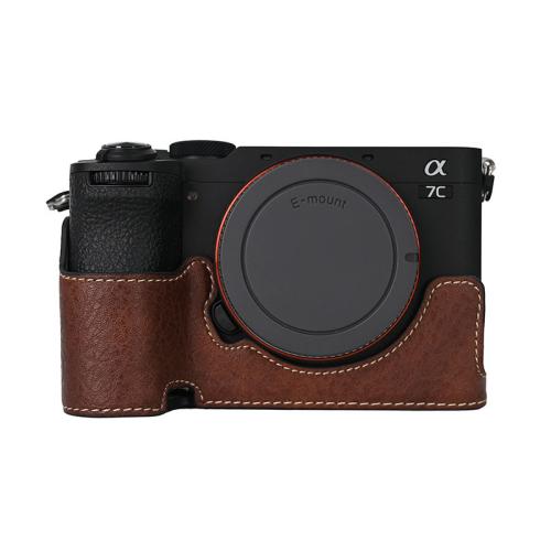 

For Sony ILCE-7CM2 / Alpha 7C II Litchi Texture PU Leather Camera Half Case Base(Coffee)