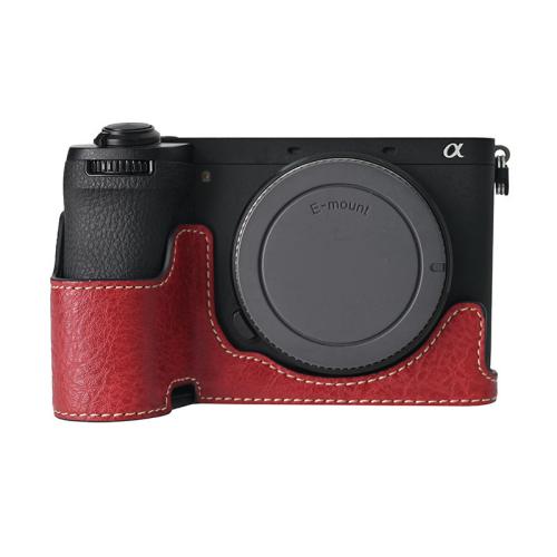 

For Sony ILCE-6700 / A6700 Litchi Texture PU Leather Camera Half Case Base(Wine Red)
