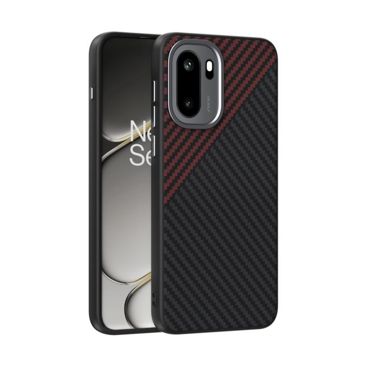 

For OnePlus Ace 6 ABEEL C Carbon Fiber Series 6D Micro Relief MagSafe Phone Case(Black Red)