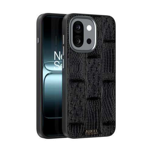 

For OnePlus 13T ABEEL Beast Pattern 6D Micro-Embossed MagSafe Genuine Leather Phone Case(Black)
