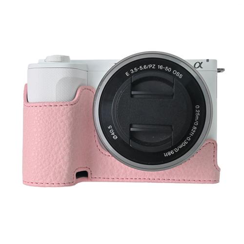 

For Sony Alpha ZV-E10 II / ZV-E10M2 Litchi Texture PU Leather Camera Half Case Base(Pink)