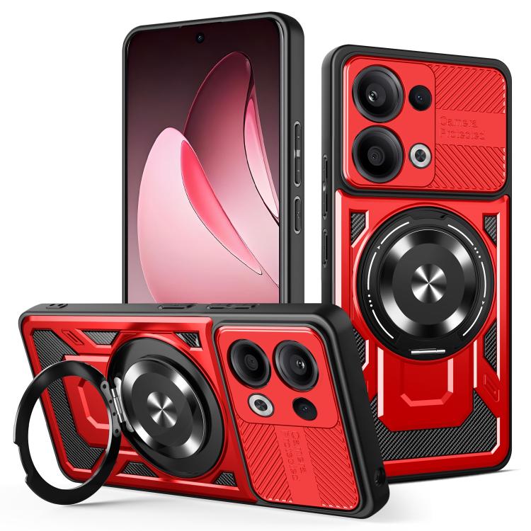 

For OPPO Reno13 5G Armor Rotating Holder MagSafe Phone Case(Red)