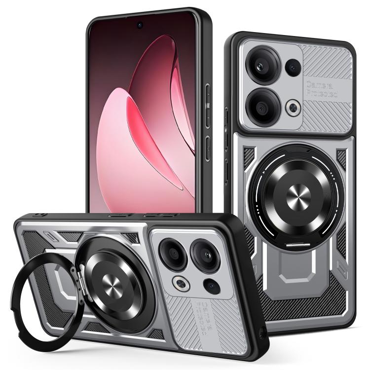 

For OPPO Reno13 5G Armor Rotating Holder MagSafe Phone Case(Grey)